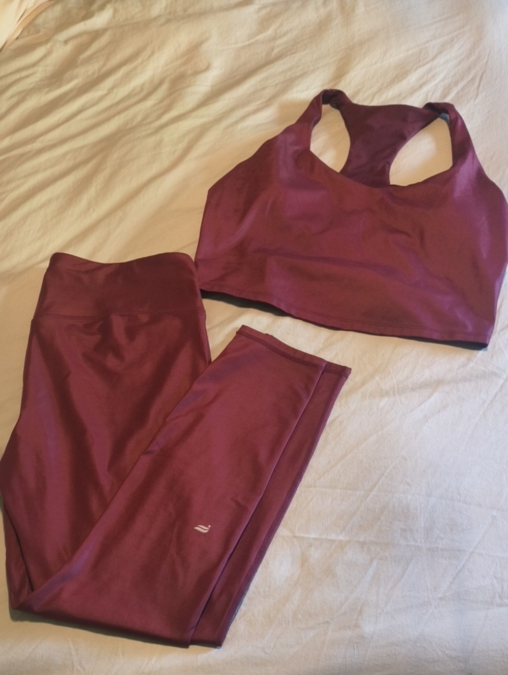 Fabletics Maroon Racerback Sports Bra & Leggings Set